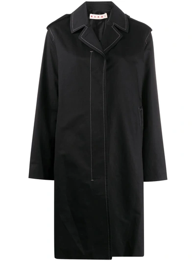 Marni Contrast-stitch Trench Coat In Black