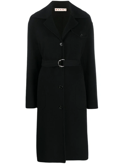 Marni Belted Single Breasted Coat In Black