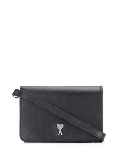 Ami Alexandre Mattiussi Small Box Bag Ami De Coeur Vegetable Tanned Leather In Black