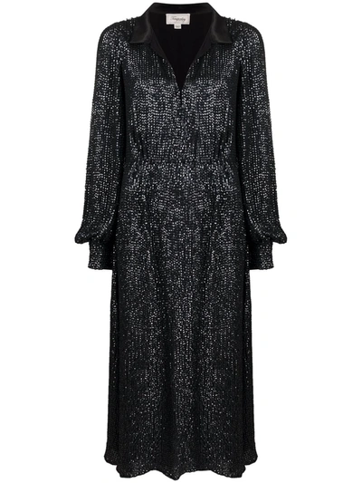 Temperley London Crystal-embellished Flared Dress In Black