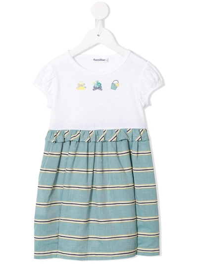 Familiar Kids' T-shirt-panelled Dress In White