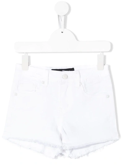 John Richmond Junior Rhinestone Logo Denim Shorts In White
