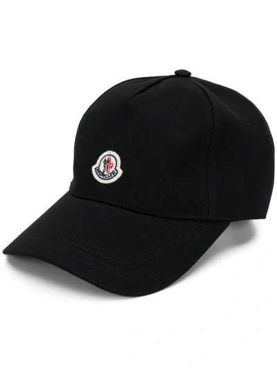 Moncler Logo Patch Baseball Cap In Black