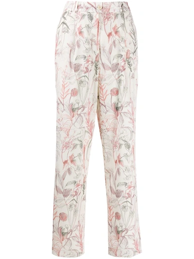 Agnona Floral Print Trousers In White