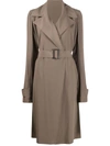 Rick Owens Belted Trench Coat In Grey
