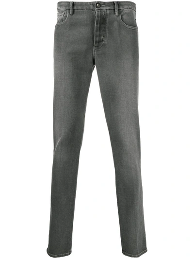 Emporio Armani Straight-leg Distressed Effect Jeans In Grey