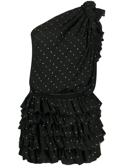 Saint Laurent One-sleeve Embellished Dress In Black