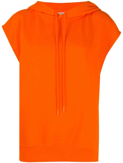 Courrèges Cotton Short Sleeve Hoodie In Orange