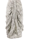 Isabel Marant Batik-print Draped Skirt In Neutrals