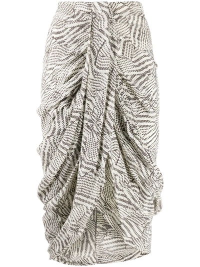 Isabel Marant Batik-print Draped Skirt In Neutrals