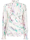 Isabel Marant Abstract-print High-neck Blouse In White