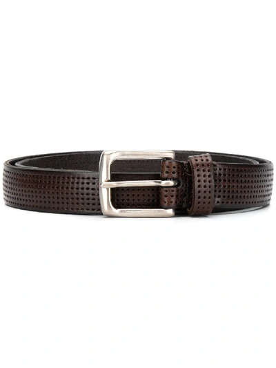 Anderson's Perforated Square-buckle Belt In Brown