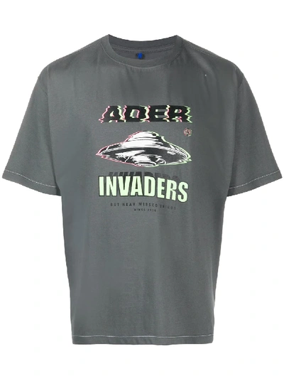 Ader Error Invaders Logo T-shirt In Grey