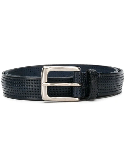 Anderson's Perforated Square-buckle Belt In Blue