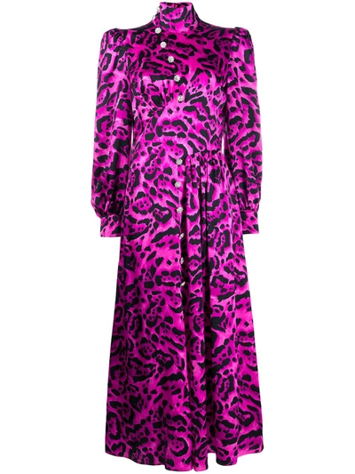 Alessandra Rich Leopard-print Cocktail Dress In Pink
