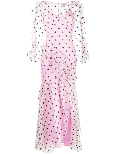 Temperley London Club-embroidered Tulle Dress In Pink
