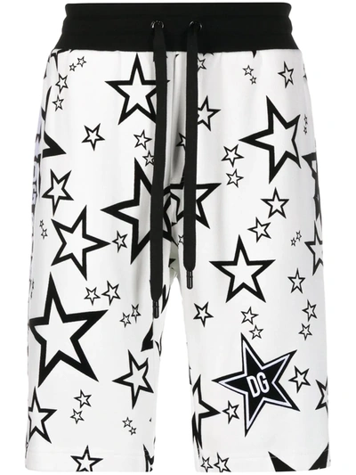 Dolce & Gabbana Millennials Star Printed Bermuda Shorts In White