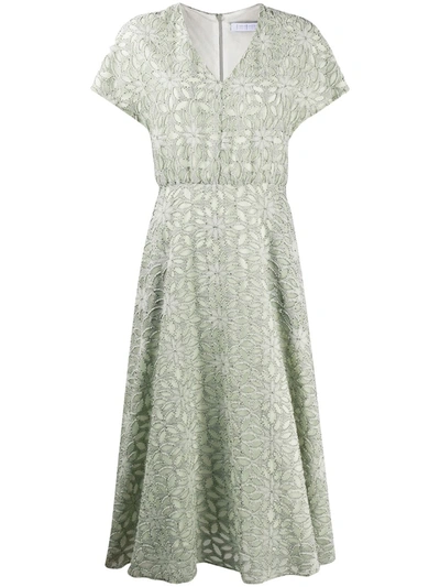 Harris Wharf London Floral-pattern Midi Dress In Green