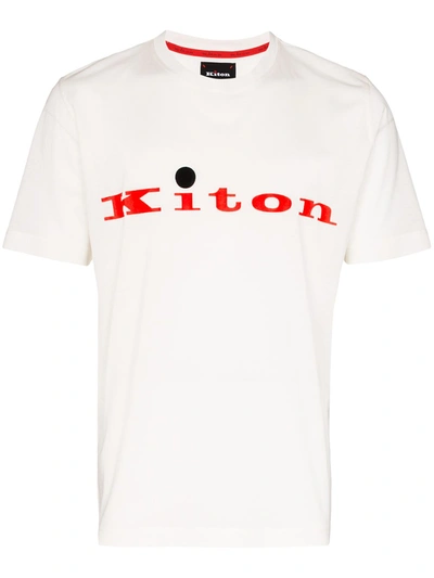 Kiton Textured Logo T-shirt In White