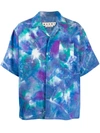 Marni Tie-dye All-over Logo Casual Shirt In Blue