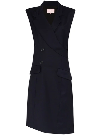 Natasha Zinko Asymmetric Wool Wrap-around Sleeveless Jacket In Blue