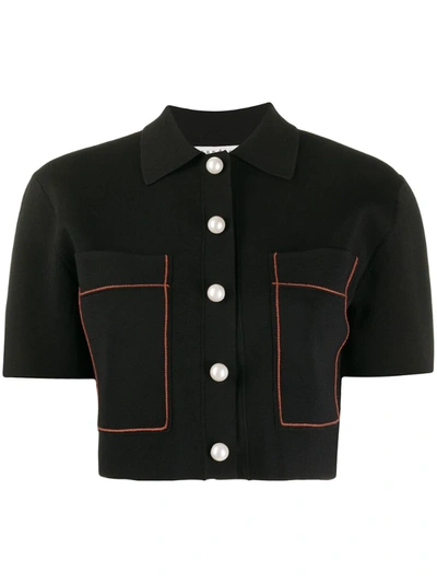 Sandro Cropped Short-sleeved Cardigan In Black