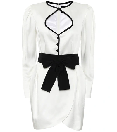 Dundas Belted Cutout Satin-crepe Mini Dress In White