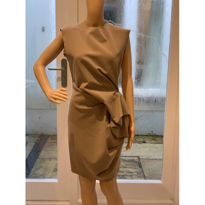 Pre-owned Lanvin Wool Mid-length Dress In Camel