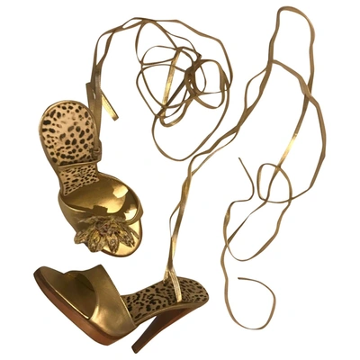 Pre-owned Roberto Cavalli Leather Sandal In Gold
