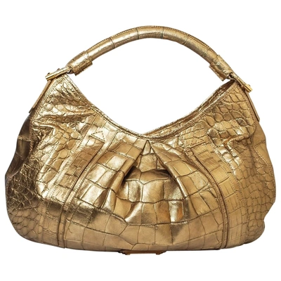 Pre-owned Burberry Gold Crocodile Handbag