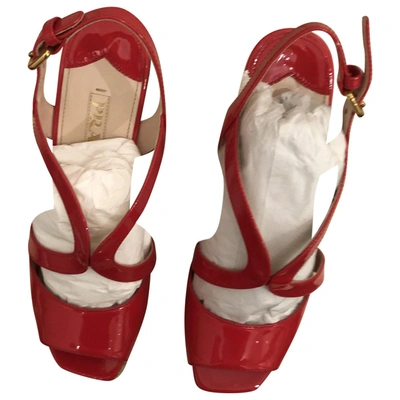 Pre-owned Prada Patent Leather Sandals In Red