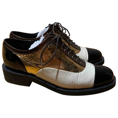 Pre-owned Chanel Gold Leather Lace Ups