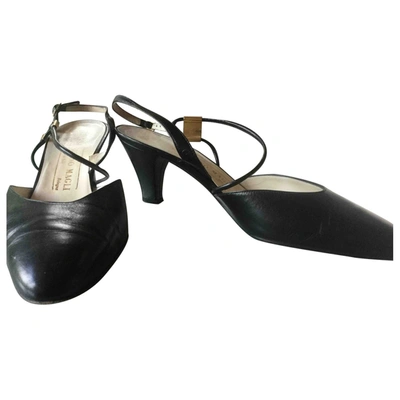 Pre-owned Bruno Magli Leather Sandals In Black