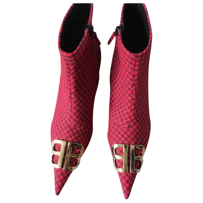 Pre-owned Balenciaga Bb Cloth Boots In Red