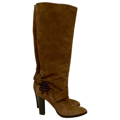 Pre-owned Diane Von Furstenberg Camel Suede Boots