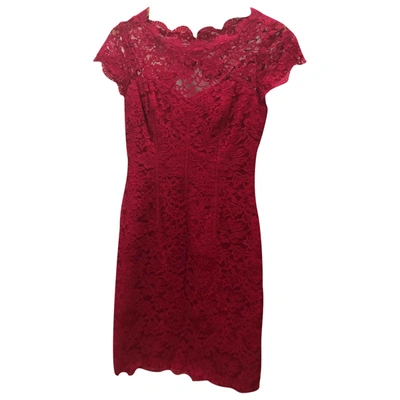 Pre-owned Monique Lhuillier Red Lace Dress