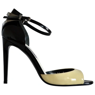 Pre-owned Ralph Lauren Patent Leather Sandals In Black