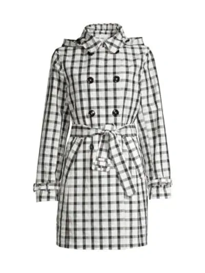 Jane Post Women's Vichy Check Double-breasted Trench Coat In Black White