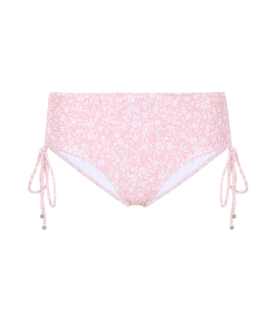 Jonathan Simkhai Kimberly Ruched High-rise Bikini Bottom In Pink