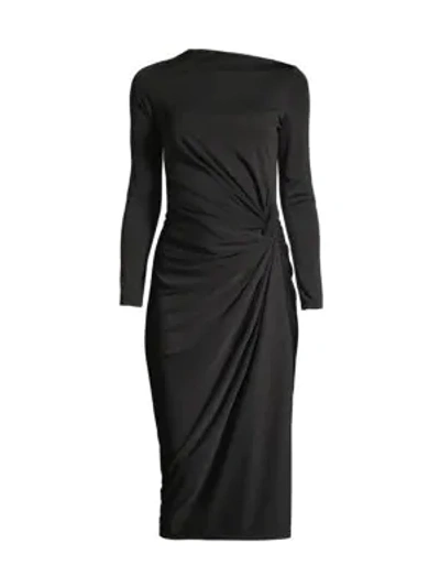 Donna Karan Side Ruched Jersey Dress In Black