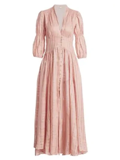 Cult Gaia Willow Linen Shirtdress In Dusty Pink
