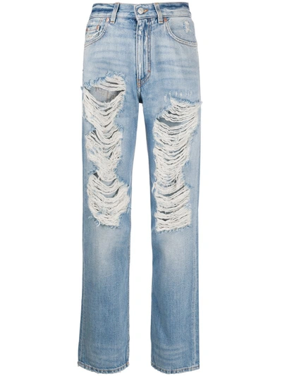 Givenchy Distressed Straight-leg Jeans In Blue