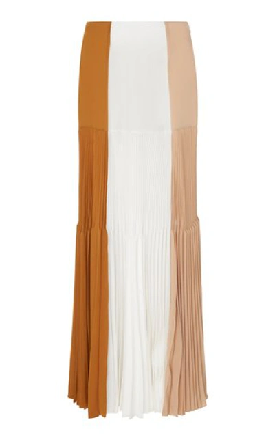 Givenchy Colorblock Pleated Maxi Skirt In Neutral