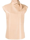 Givenchy Leather Top W/ Self-tie Collar In Neutral