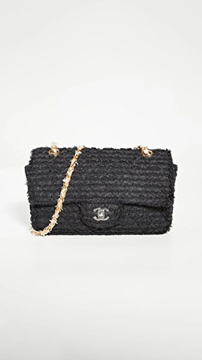 Pre-owned Chanel Black Tweed Half Flap Bag