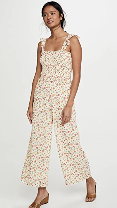 Lost + Wander Love In Bloom Jumpsuit In Ivory Floral