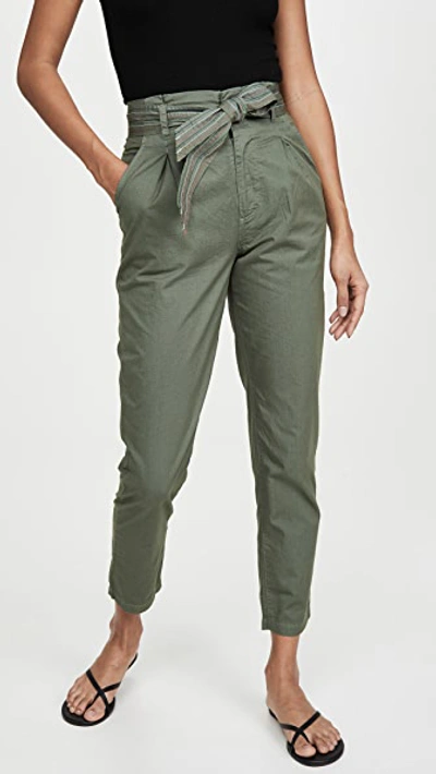 Sundry Paperbag Trousers In Moss