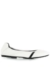 Hogan White Leather Ballet Shoes In Black,silver,white