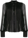 Temperley London Pleated Chiffon And Satin Blouse In Black