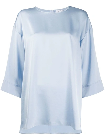 Filippa K Lydia Cropped Wide Sleeve Blouse In Ice Blue
